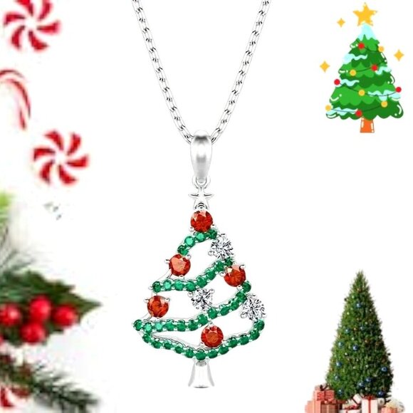Christmas Tree Necklace New Red Green Crystal Mother Daughter Friend Sis… - Picture 4 of 12